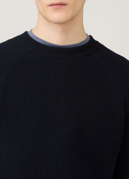 Mens Ribbed Jumper In Navy Mjum8288 Buaa