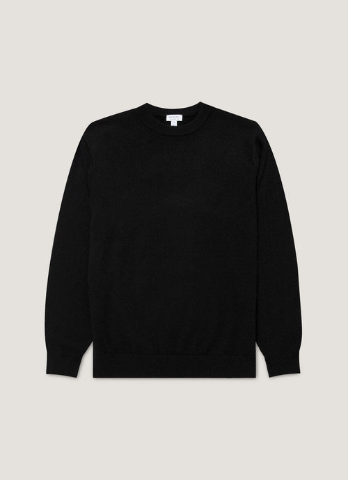 Mens Cashmere Crew Neck Jumper In Black Mjum8291 Bkaa