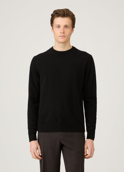 Mens Cashmere Crew Neck Jumper In Black Mjum8291 Bkaa