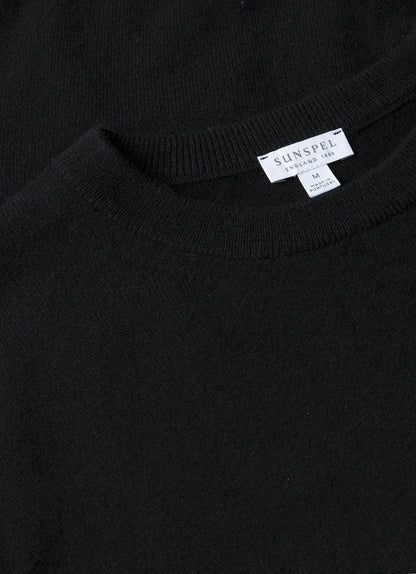 Mens Cashmere Crew Neck Jumper In Black Mjum8291 Bkaa
