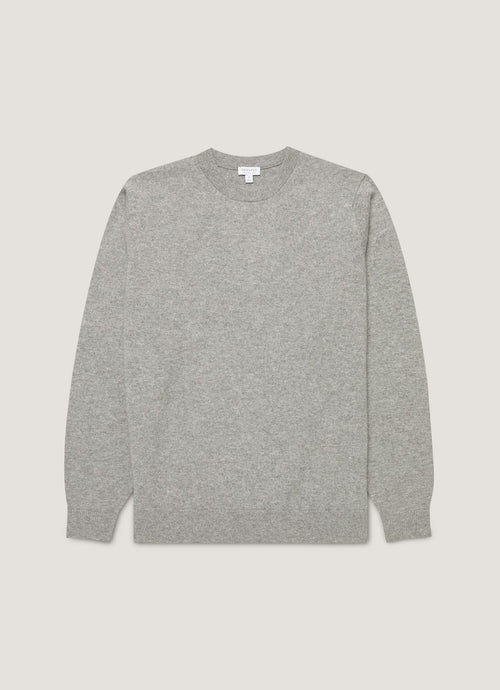 Mens Cashmere Crew Neck Jumper In Grey Melange Mjum8291 Gyaa