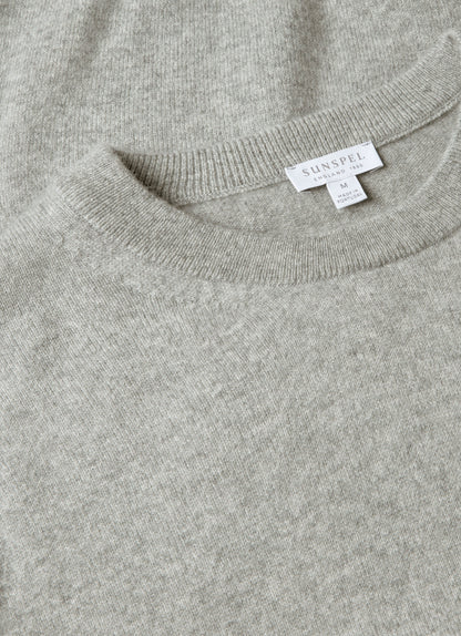 Mens Cashmere Crew Neck Jumper In Grey Melange Mjum8291 Gyaa