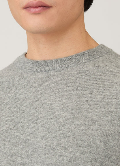 Mens Cashmere Crew Neck Jumper In Grey Melange Mjum8291 Gyaa
