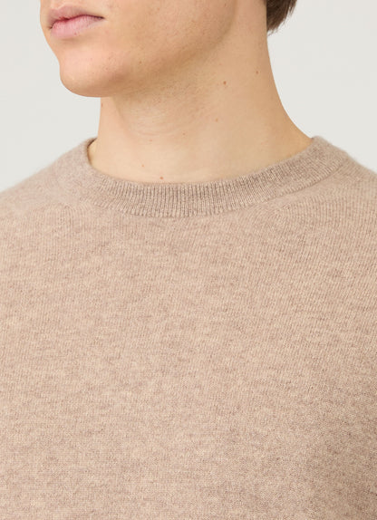 Mens Cashmere Crew Neck Jumper In Oatmeal Melange Mjum8291 Whao