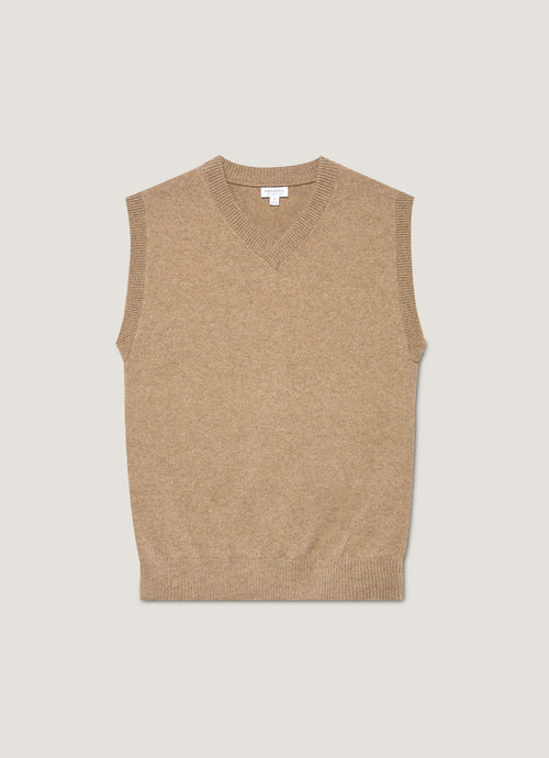 Mens Lambswool Vest In Sandstone Mjum8295 Brfc