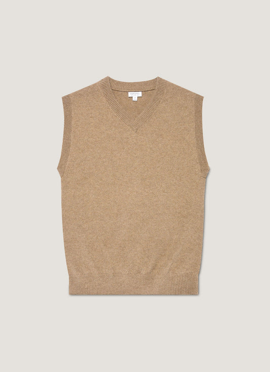 Mens Lambswool Vest In Sandstone Mjum8295 Brfc
