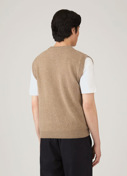 Mens Lambswool Vest In Sandstone Mjum8295 Brfc