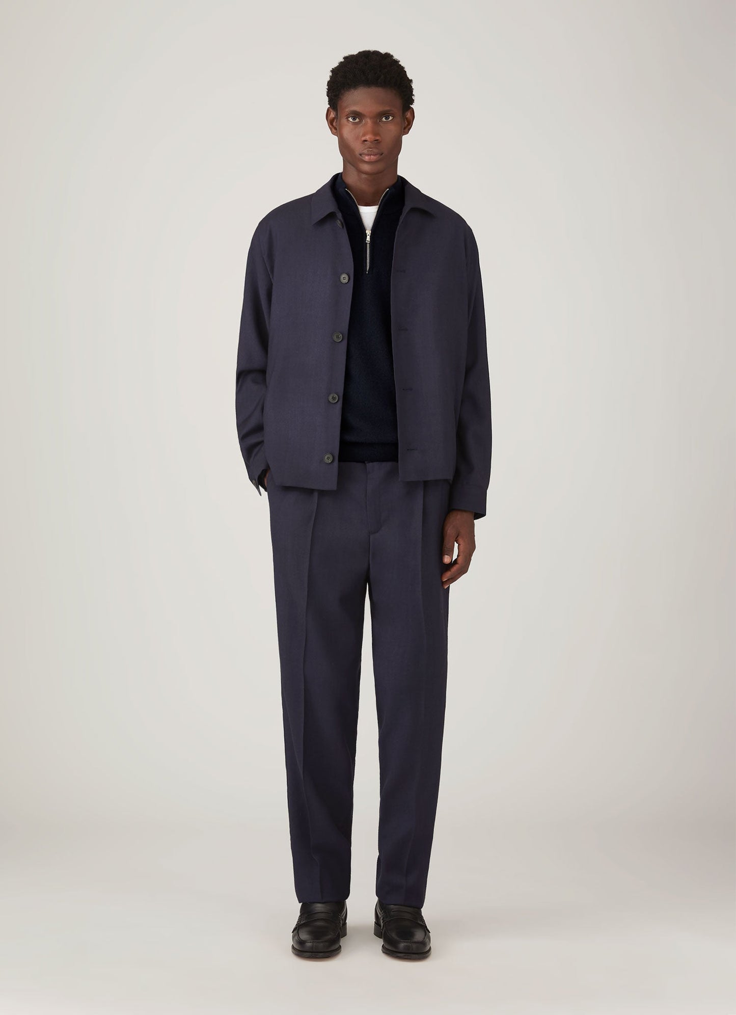Mens Cashmere Half Zip Jumper In Navy Mjum8299 Buaa