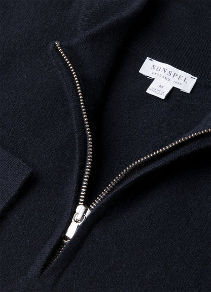 Mens Cashmere Half Zip Jumper In Navy Mjum8299 Buaa