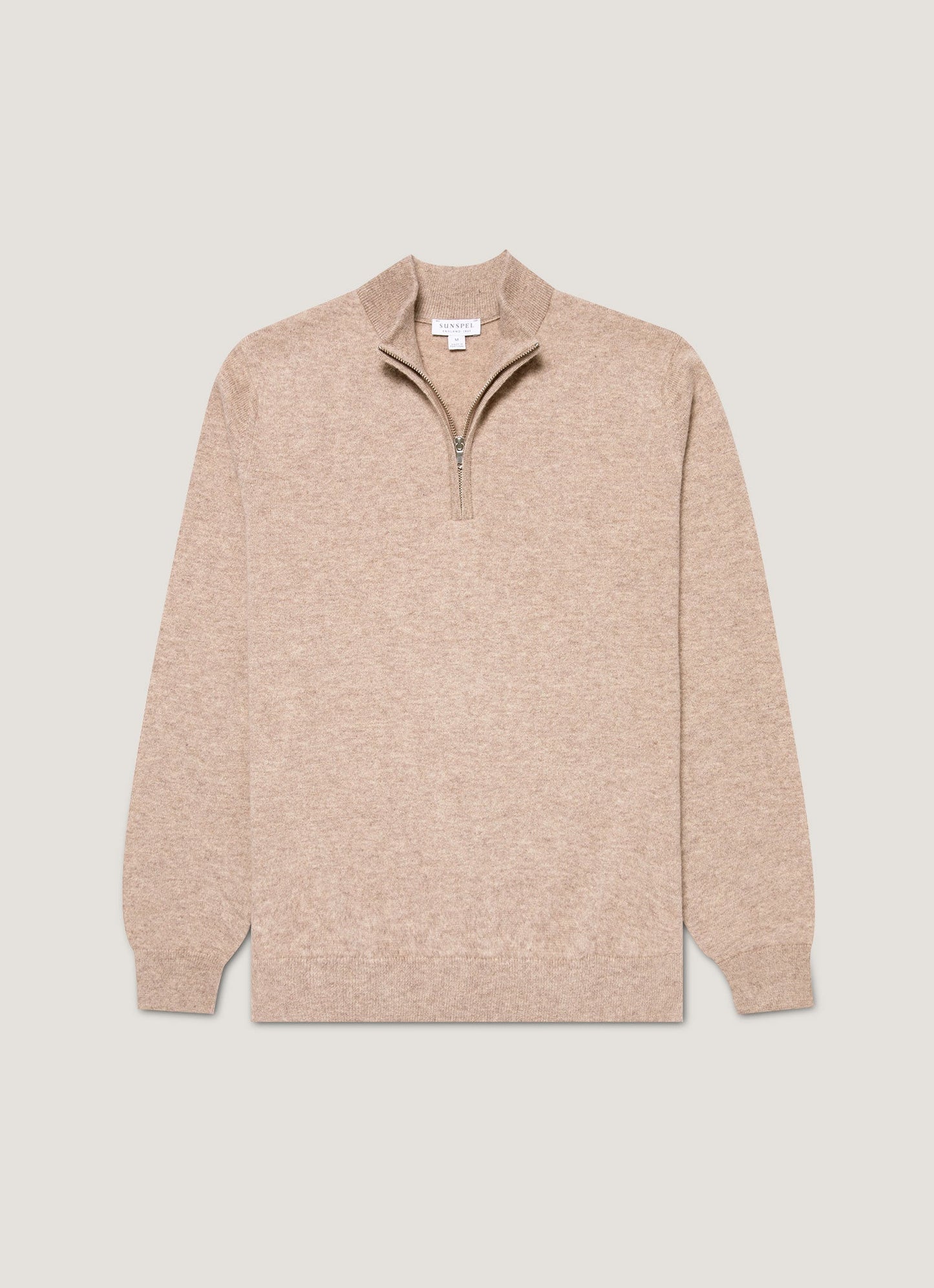 Men's Cashmere Half Zip Jumper in Oatmeal Melange