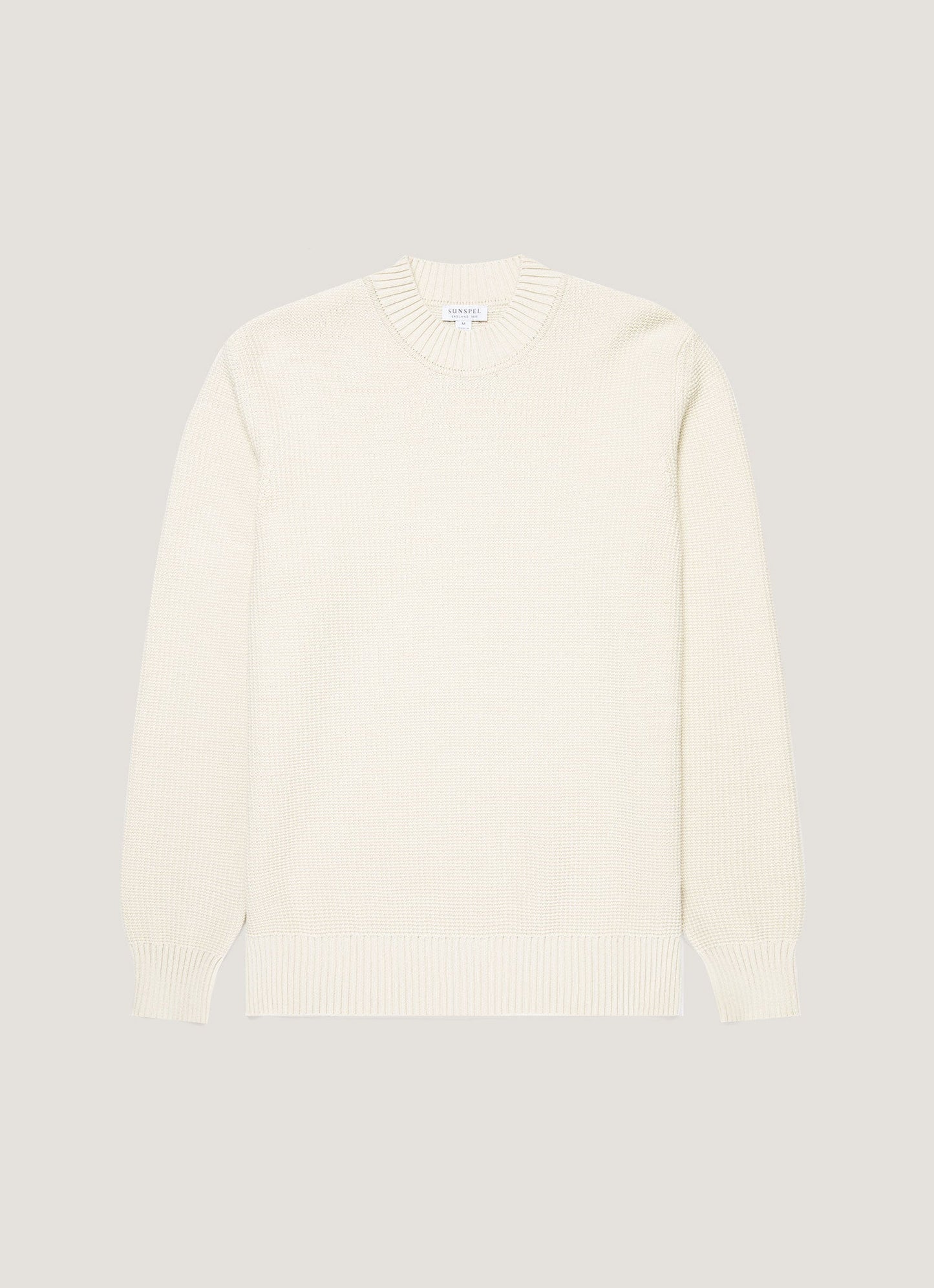 Mens Cotton Crew Neck Jumper In Ecru Mjum8302 Whif