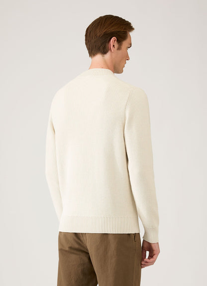 Mens Cotton Crew Neck Jumper In Ecru Mjum8302 Whif
