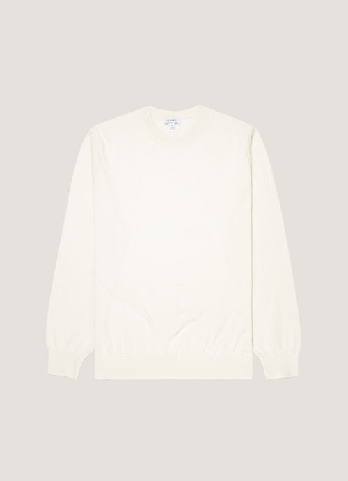 Mens Lightweight Cotton Jumper In Ecru Mjum8314 Whcr