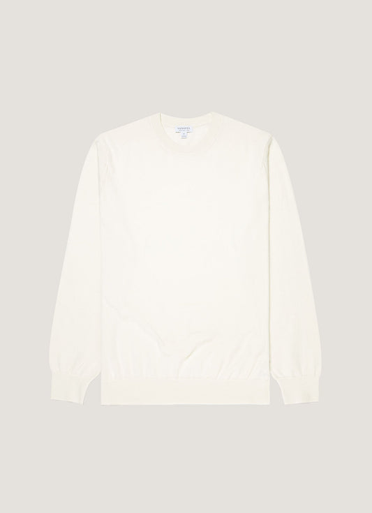 Mens Lightweight Cotton Jumper In Ecru Mjum8314 Whcr