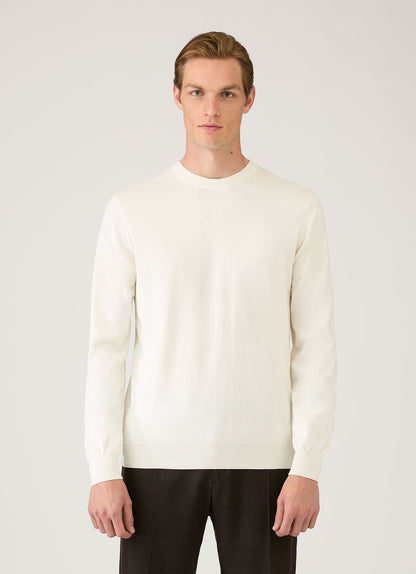 Mens Lightweight Cotton Jumper In Ecru Mjum8314 Whcr