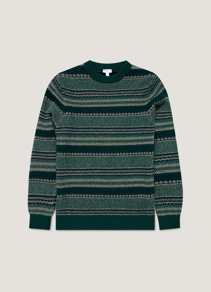 Mens Lambswool Fair Islejumper In Holly Green Mjum8321 Gnjp