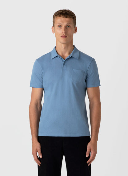 Mens Riviera Polo Shirt In Como Blue Mpol1026 Buvp