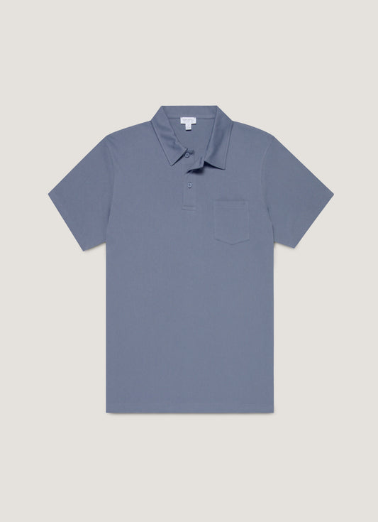 Mens Riviera Polo Shirt In Selvedge Blue Mpol1026 Buwf