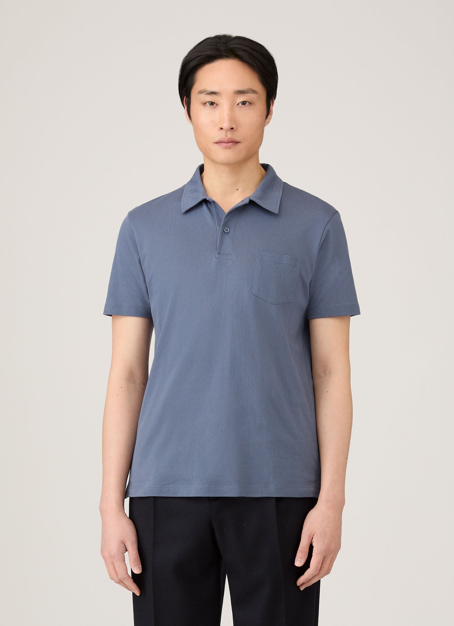 Mens Riviera Polo Shirt In Selvedge Blue Mpol1026 Buwf