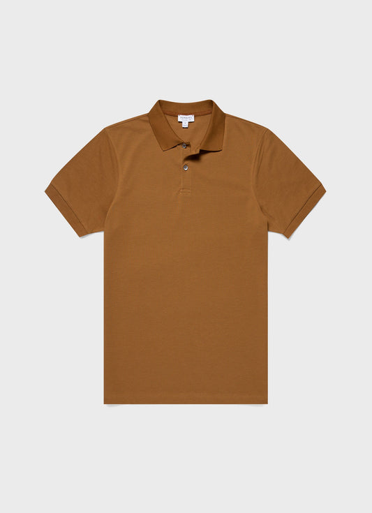 Mens Pique Polo Shirt In Golden Brown Mpol1028 Brfo