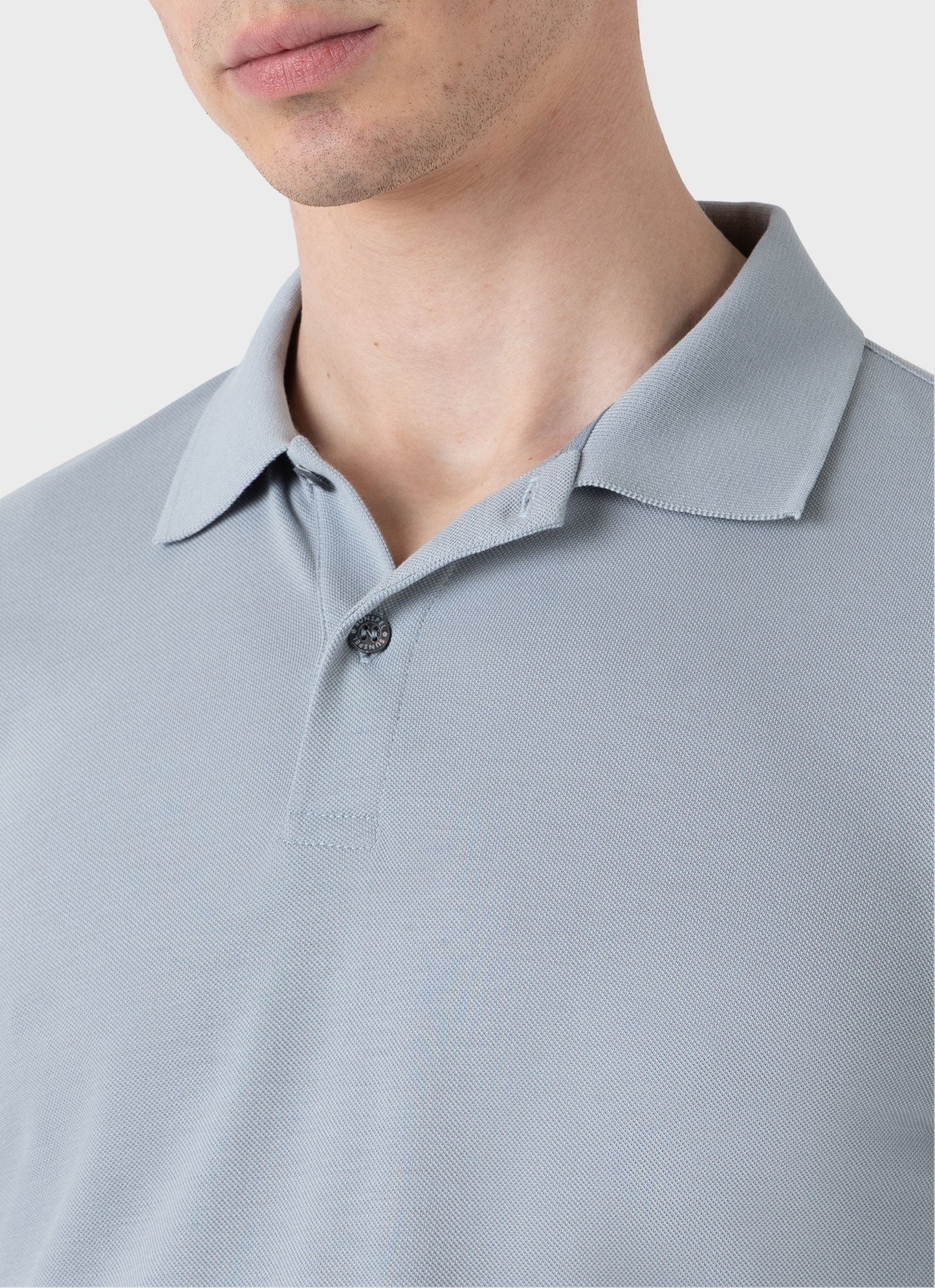 Mens Pique Polo Shirt In Smoke Blue Mpol1028 Buvc
