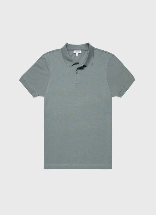 Mens Pique Polo Shirt In Smoke Green Mpol1028 Gnhp