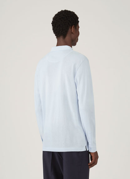Mens Long Sleeve Riviera Polo Shirt In Frost Blue Mpol1031 Buwo