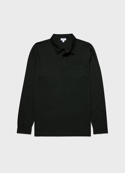 Mens Long Sleeve Riviera Polo Shirt In Holly Green Mpol1031 Gnhx