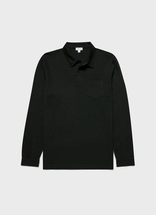 Mens Long Sleeve Riviera Polo Shirt In Holly Green Mpol1031 Gnhx