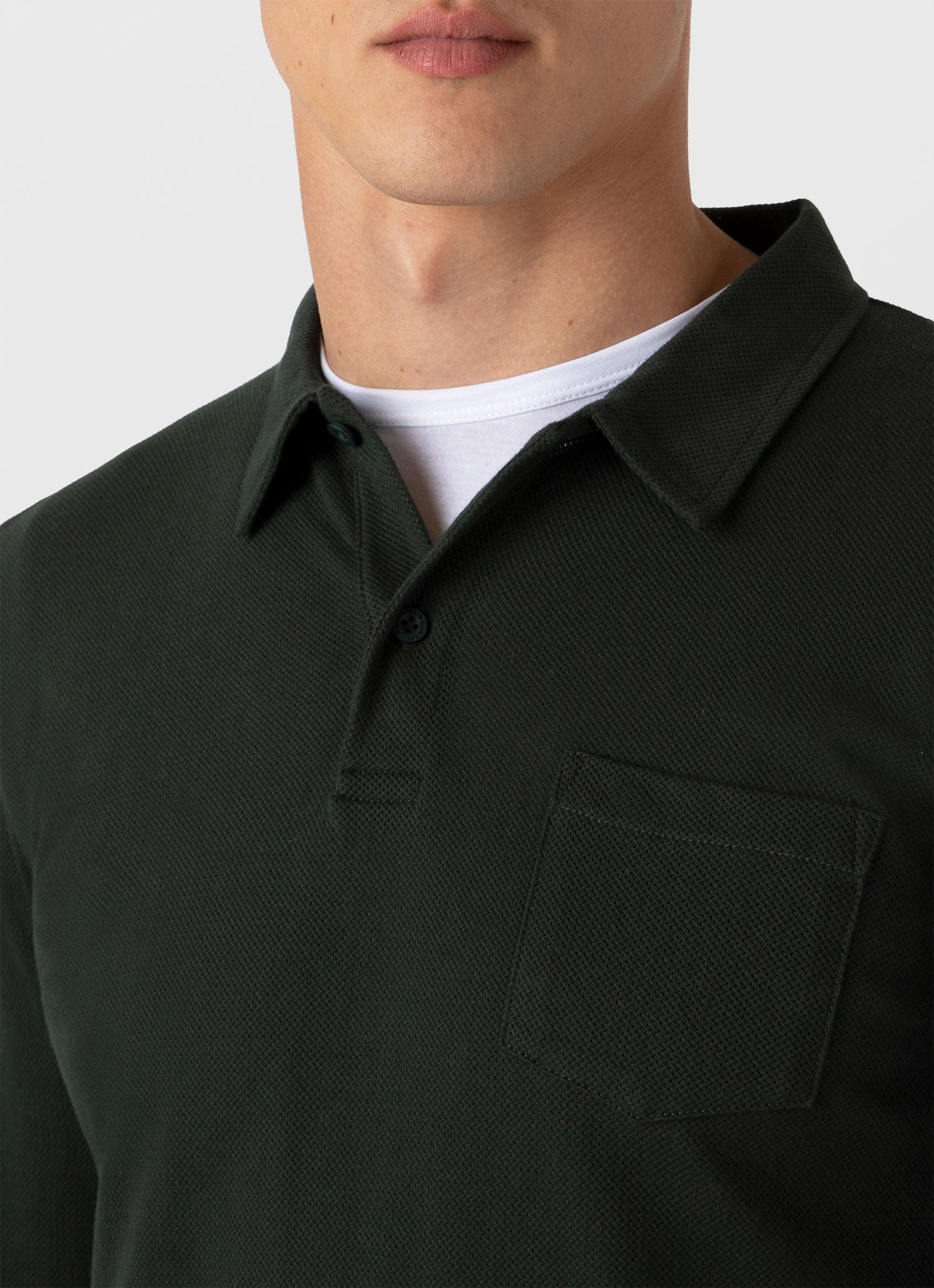 Mens Long Sleeve Riviera Polo Shirt In Holly Green Mpol1031 Gnhx