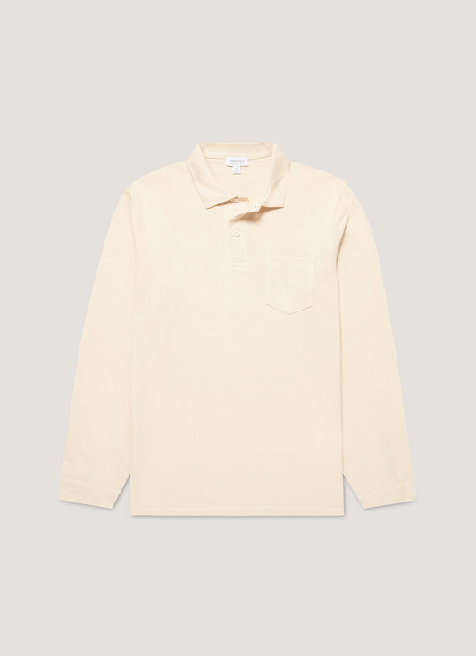 Mens Long Sleeve Riviera Polo Shirt In Undyed Mpol1031 Nuab