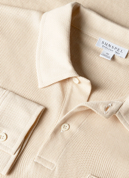 Mens Long Sleeve Riviera Polo Shirt In Undyed Mpol1031 Nuab