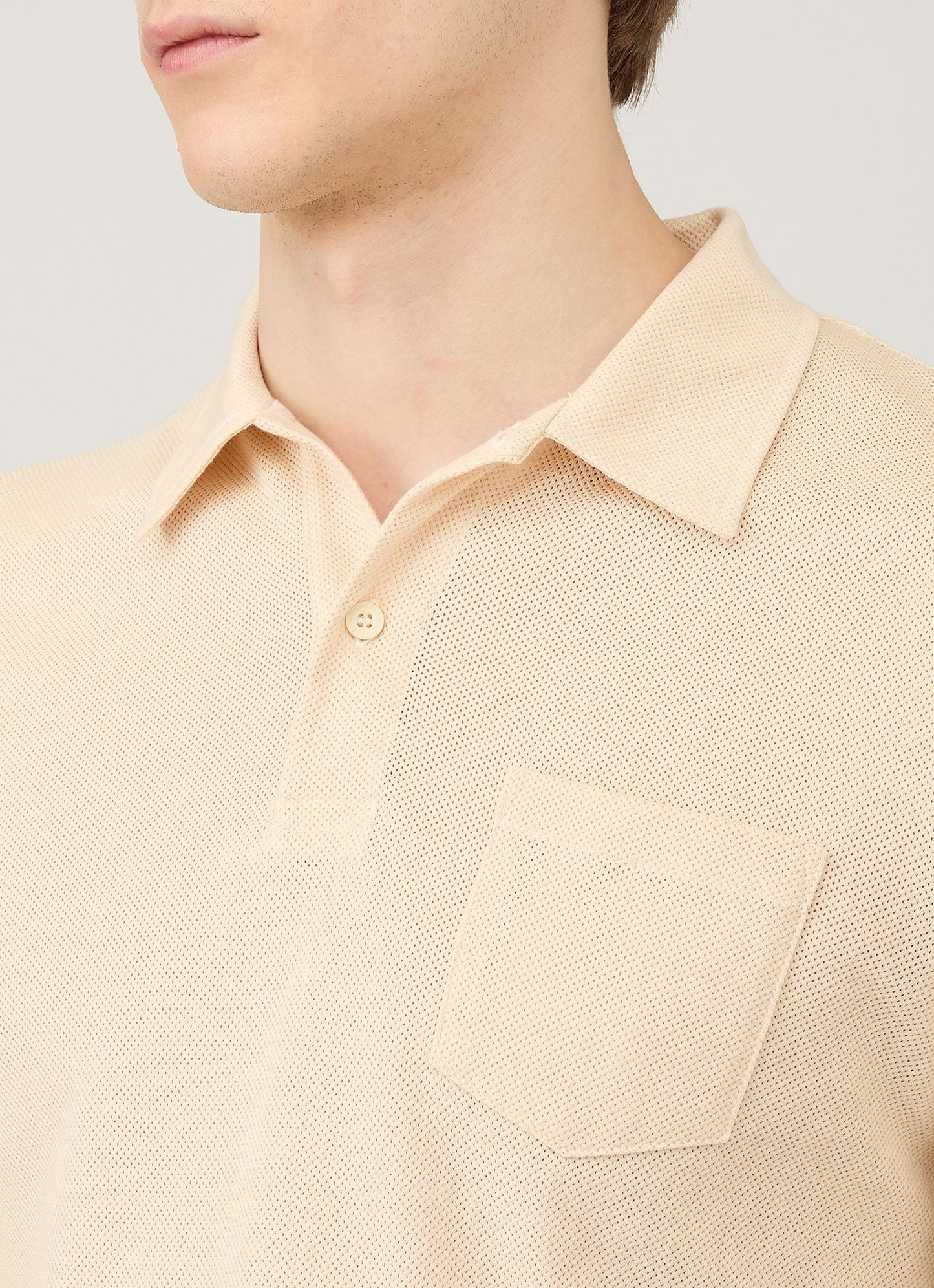 Mens Long Sleeve Riviera Polo Shirt In Undyed Mpol1031 Nuab