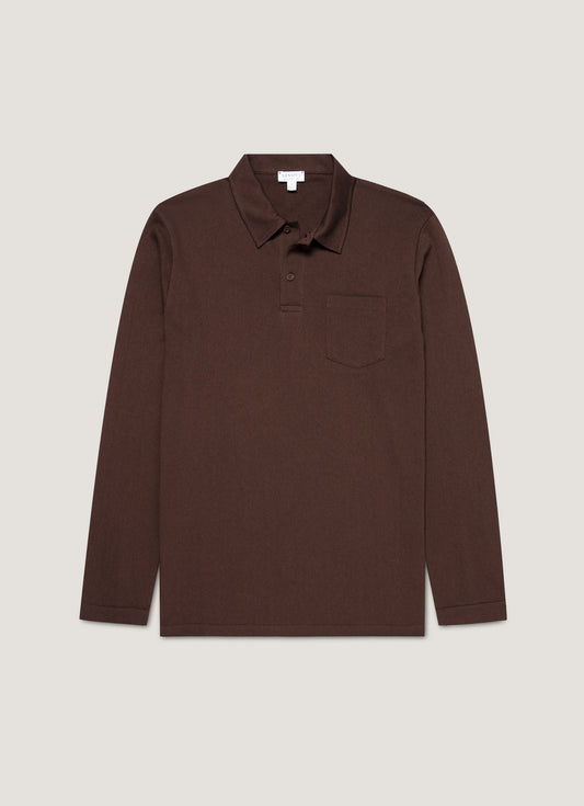 Mens Long Sleeve Riviera Polo Shirt In Bakelite Mpol1031 Rdel