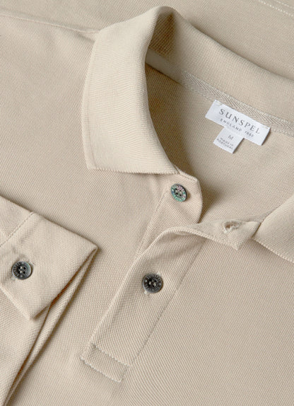 Men's Long Sleeve Piqué Polo Shirt in Fog