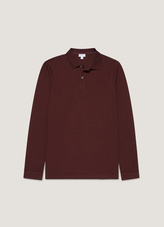 Mens Long Sleeve Pique Polo Shirt In Bakelite Mpol1065 Rdel