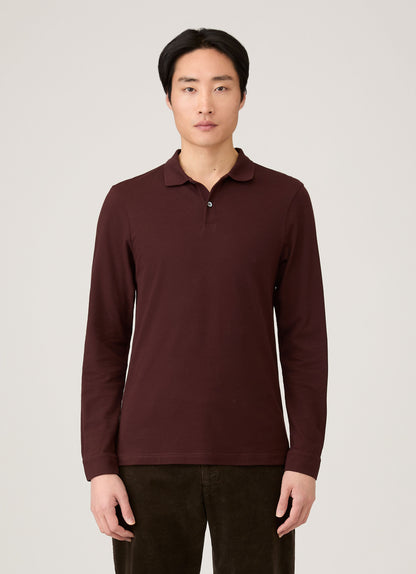 Mens Long Sleeve Pique Polo Shirt In Bakelite Mpol1065 Rdel
