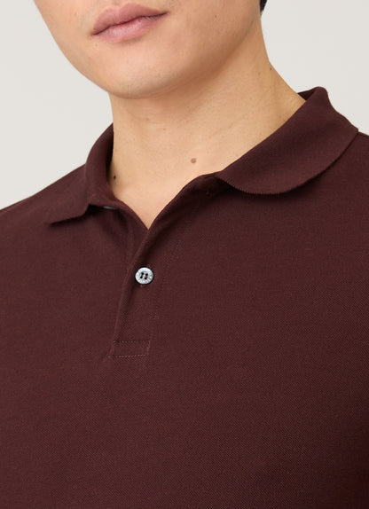 Mens Long Sleeve Pique Polo Shirt In Bakelite Mpol1065 Rdel