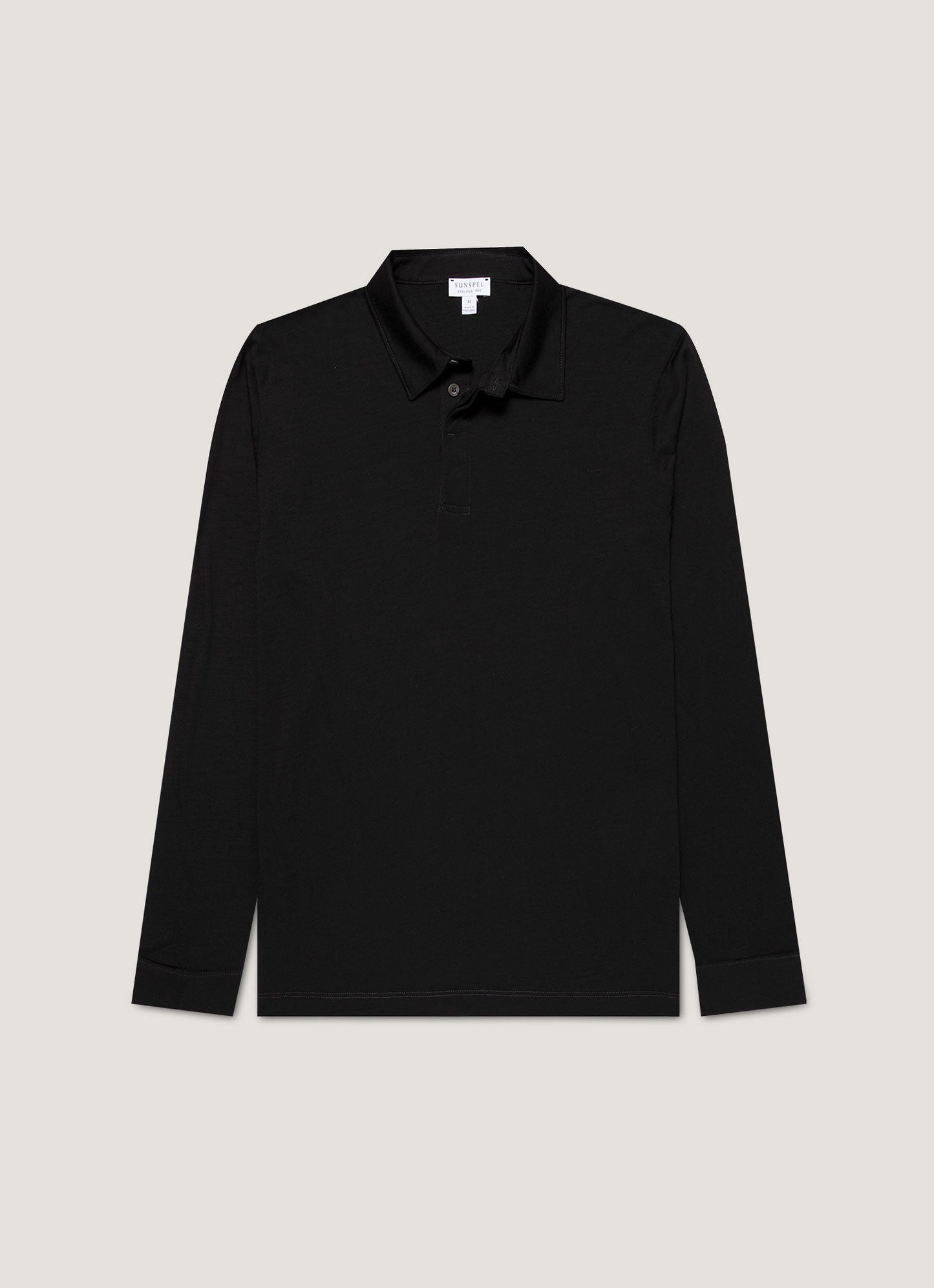 Mens Long Sleeve Ultrafine Merino Polo Shirt In Black Mpol1075 Bkaa