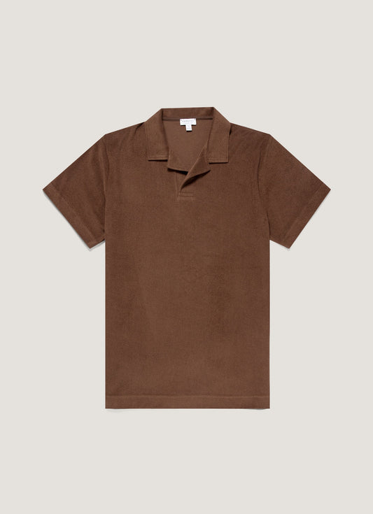 Mens Towelling Polo Shirt In Dark Walnut Mpol1574 Brgw