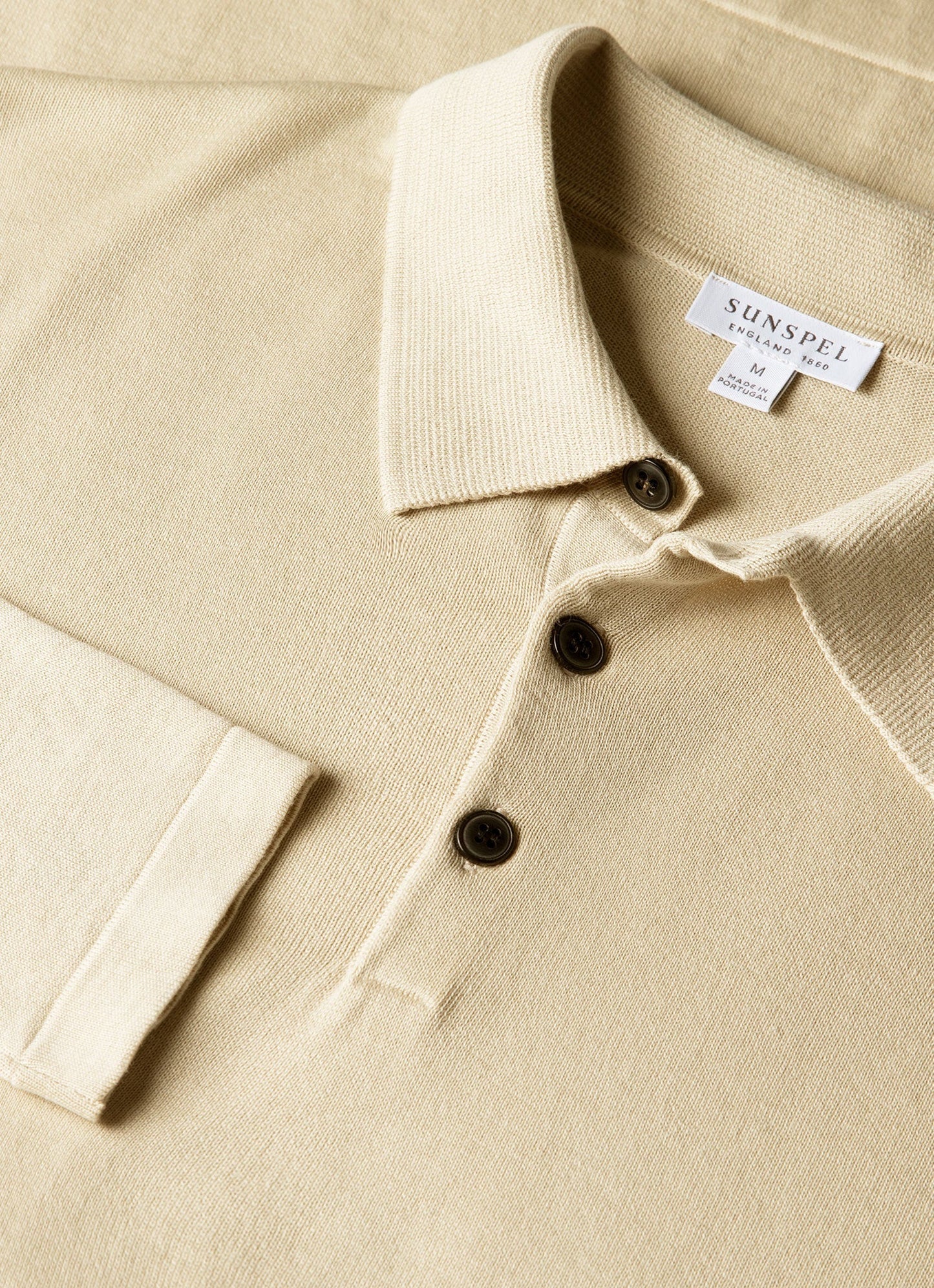 Mens Long Sleeve Sea Island Cotton Knit Polo Shirt In Hazelwood Mpol8047 Brgt