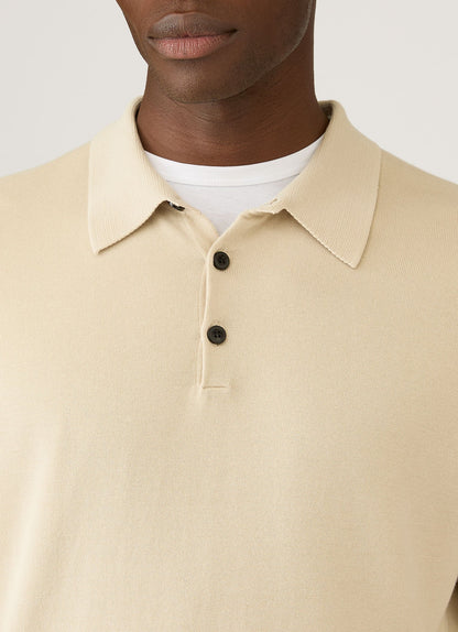 Mens Long Sleeve Sea Island Cotton Knit Polo Shirt In Hazelwood Mpol8047 Brgt