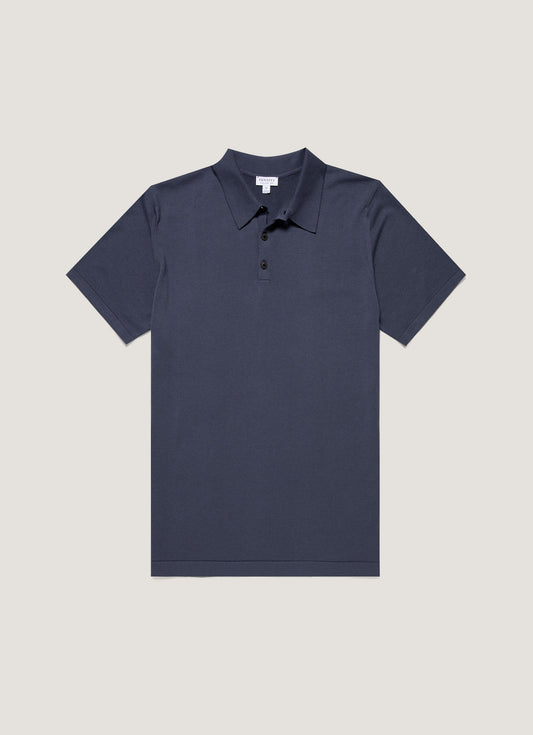 Mens Sea Island Cotton Polo Shirt In Slate Blue Mpol8090 Buua