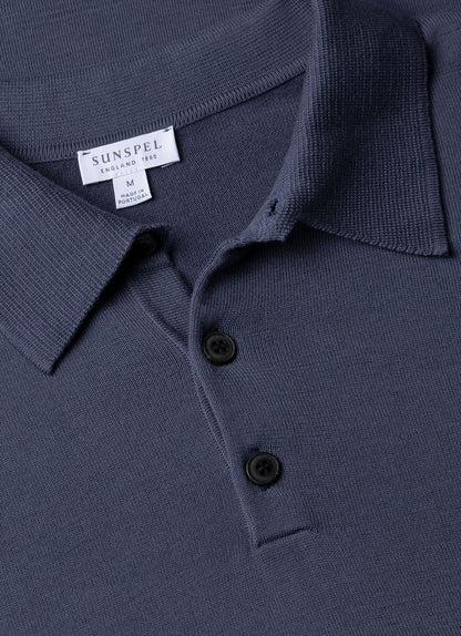 Mens Sea Island Cotton Polo Shirt In Slate Blue Mpol8090 Buua