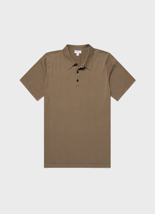 Mens Sea Island Cotton Polo Shirt In Dark Stone Mpol8090 Whdc