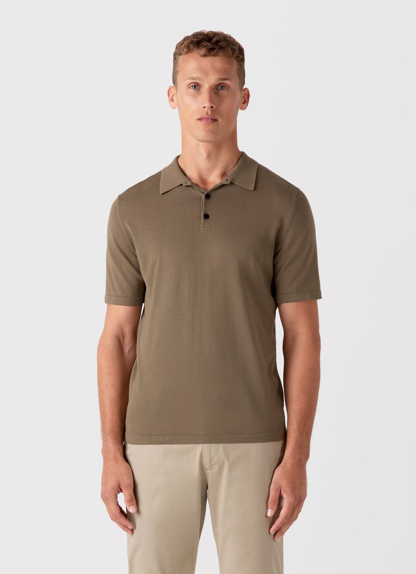 Mens Sea Island Cotton Polo Shirt In Dark Stone Mpol8090 Whdc