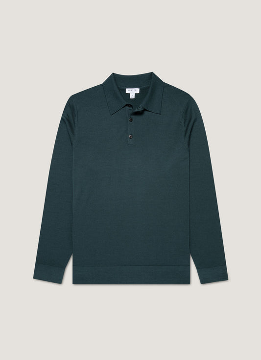 Mens Extrafine Merino Polo Shirt In Dark Petrol Mpol8092 Gnit
