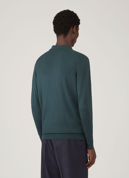 Mens Extrafine Merino Polo Shirt In Dark Petrol Mpol8092 Gnit
