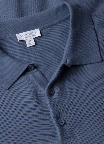 Mens Knit Polo Shirt In Soft Denim Mpol8115 Buwc