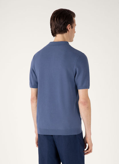 Mens Knit Polo Shirt In Soft Denim Mpol8115 Buwc